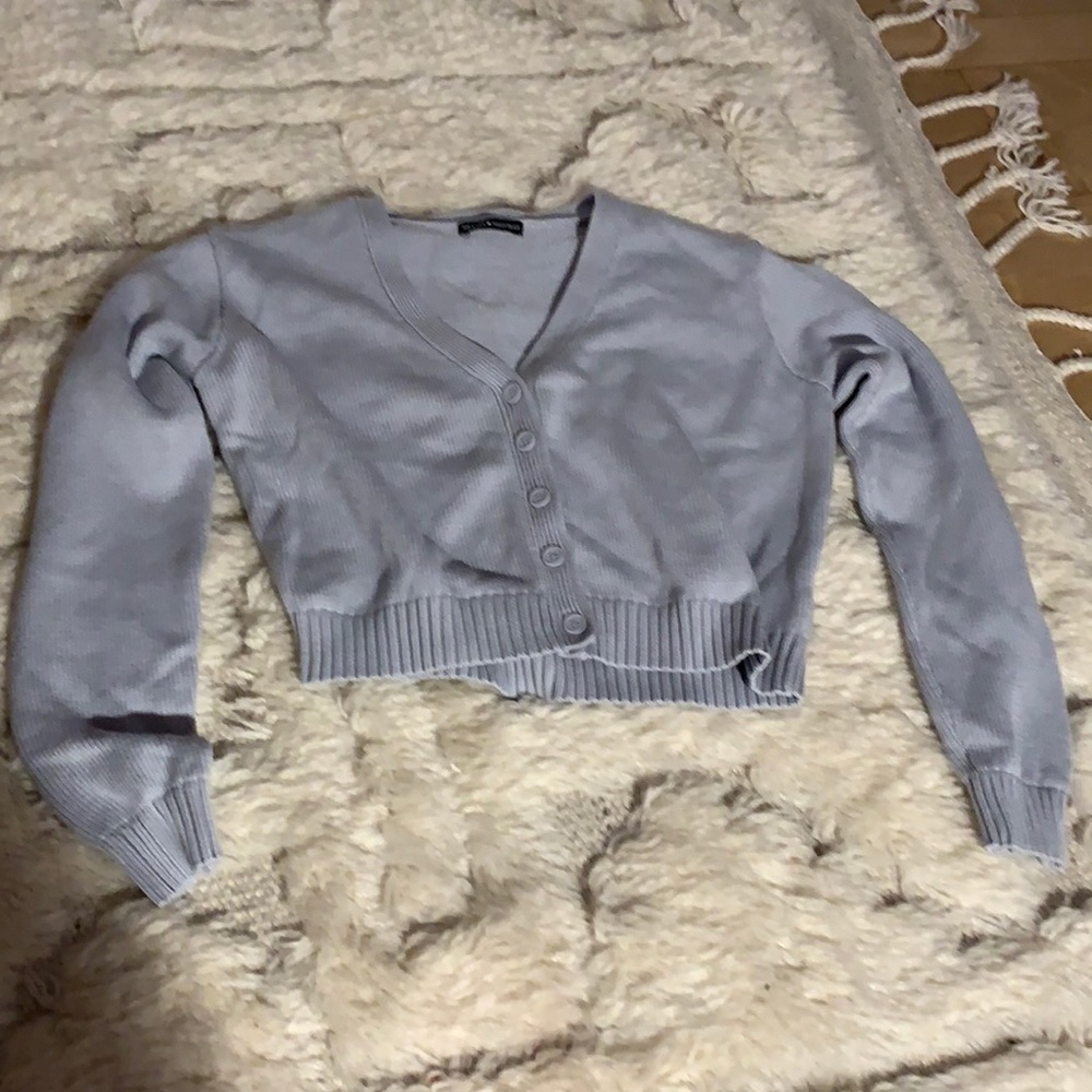 Blue/lavender button down cropped sweater